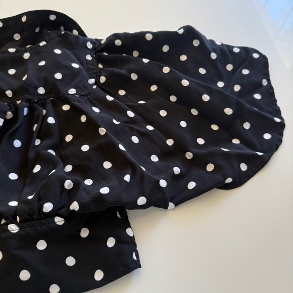 Anthropologie-Maeve-Canna-Polka Dot-Crop Top-Black & White-Flowy Sleeves-Size 2 - Picture 5 of 15